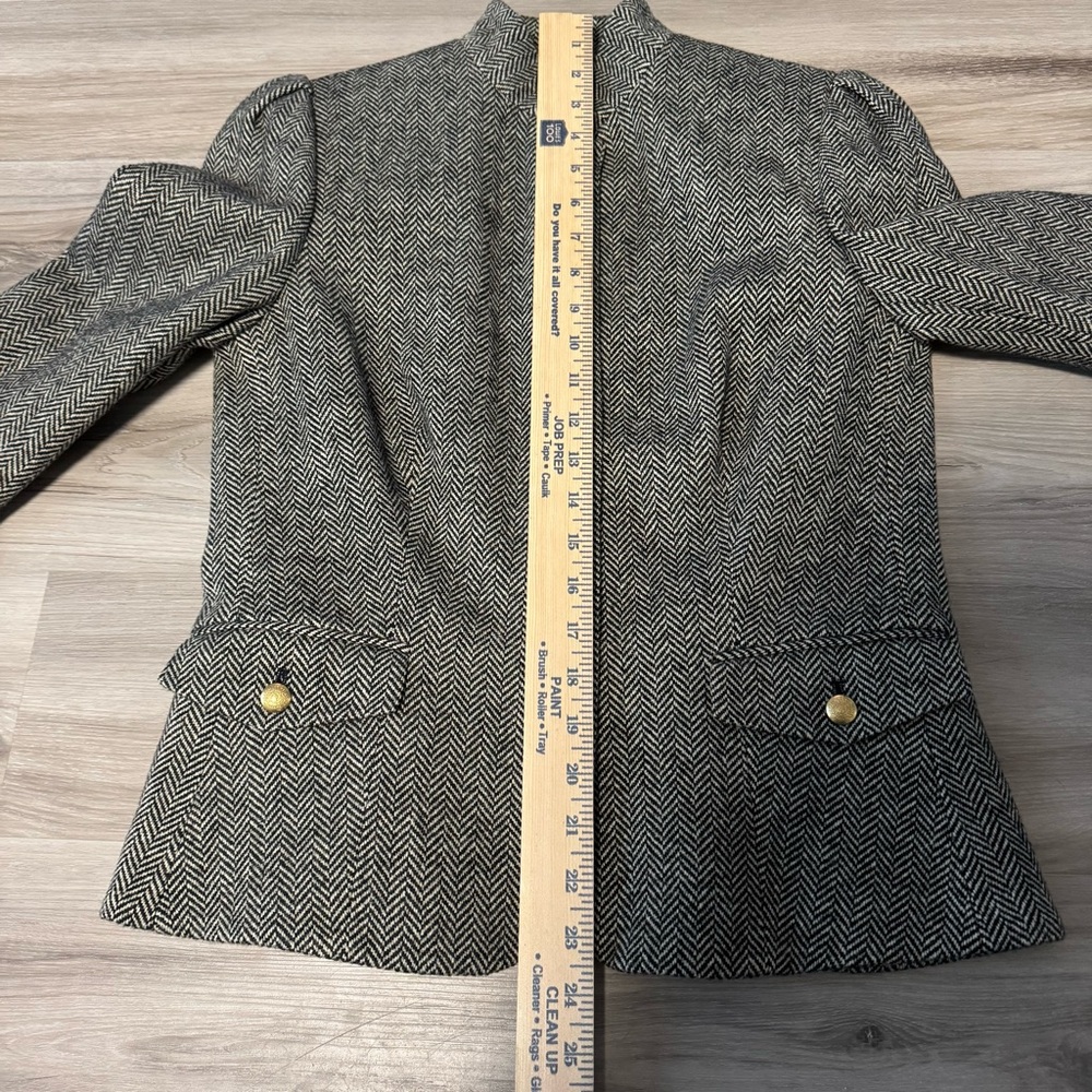 NWT Vtg $130 Chaps Wool Blend Jacket Womens Size M Gray Herringbone Gold Buttons - Picture 9 of 9